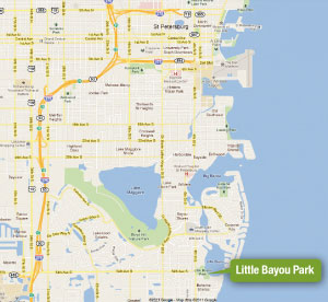 Litte Bayou Park map, Pinellas county, Florida