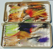 A box of flies highlights the diversity of options available to fly fishers. 