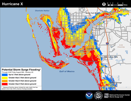 The National Weather Services created a prototype for its new storm surge forecasting map using data collected when Hurricane Charlie struck Punta Gorda in 2004. Maps using similar technology will be provided for all hurricanes beginning in 2014.