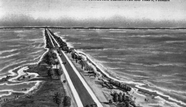 Construction on the Courtney Campbell Causeway began in thr 1920s as a for-profit bridge built by the owner of dredging company. Photo by Burgert Brothers, courtesy of the Hillsborough County Public Libary